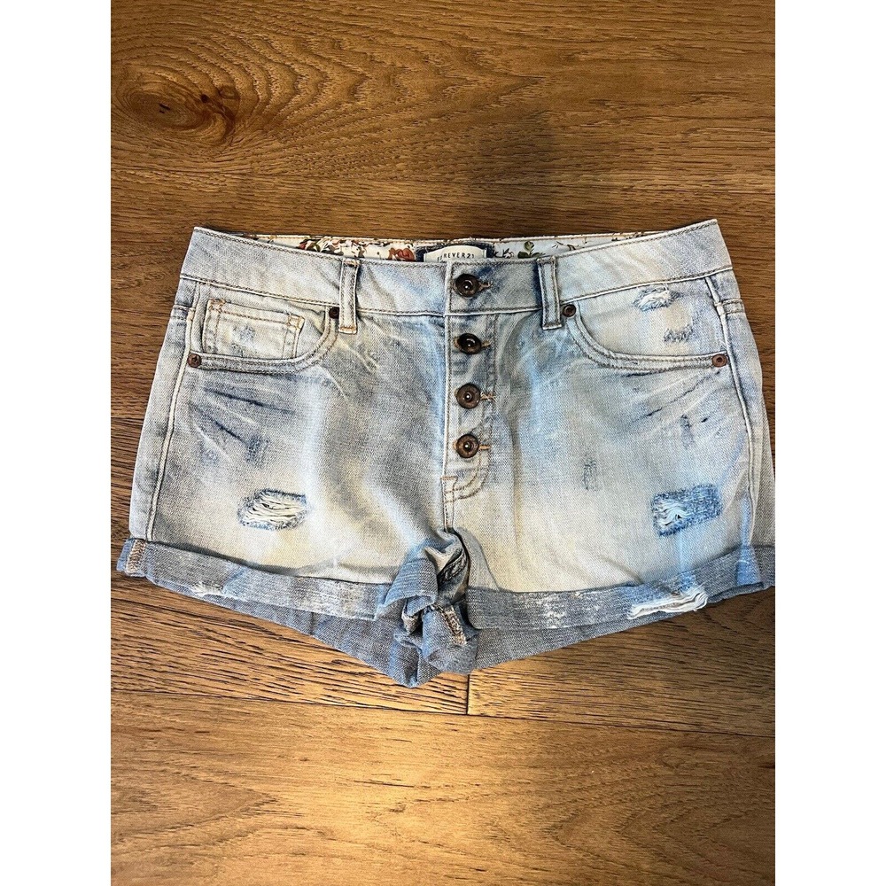 Forever 21 Jean Shorts Distressed Denim Blue Women’s Size 28